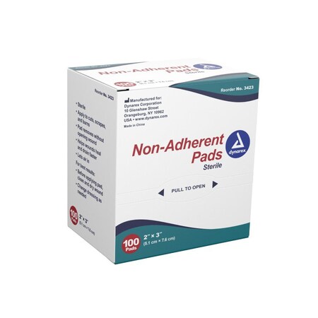 Dynarex Non-Adherent Dressing 2 X 3 Inch Sterile Rectangle, 1200PK 3423